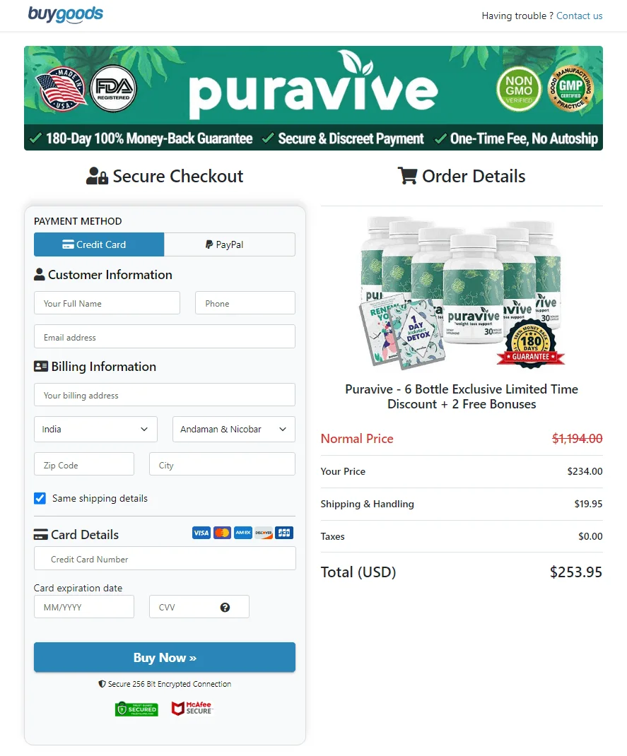 puravive checkout